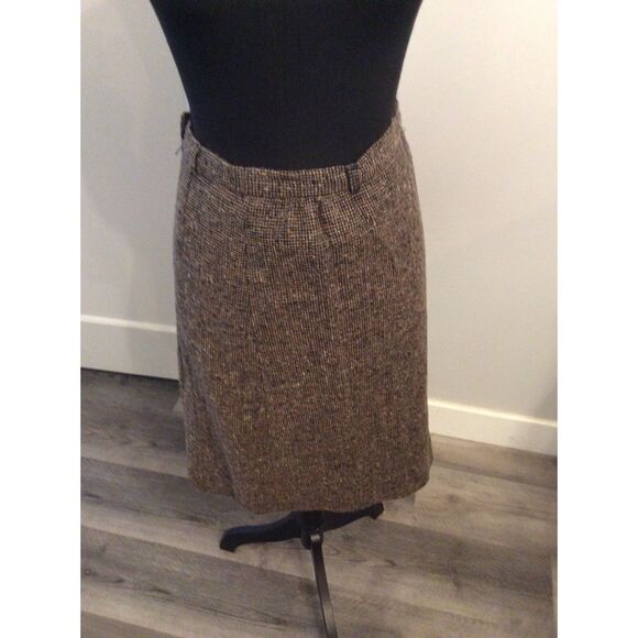 Country Suburban Vintage Pencil Wool Blend Midi Skirt Size 8 Brown Cottage - Picture 5 of 5